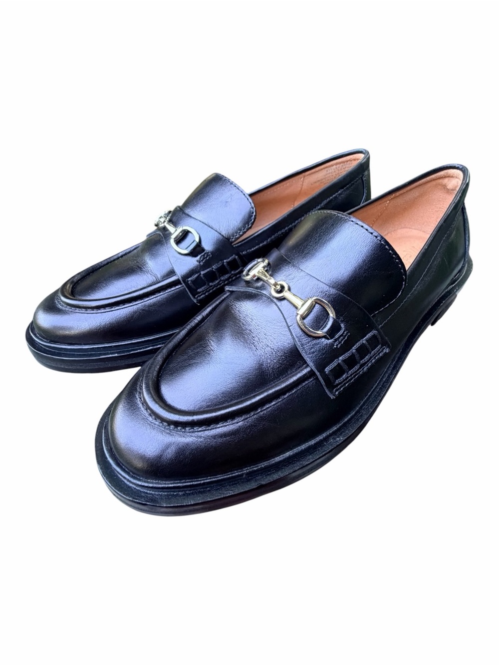Madewell Vernon Bit Leather Loafers - Black Gold Hardware Size 7 1/2
